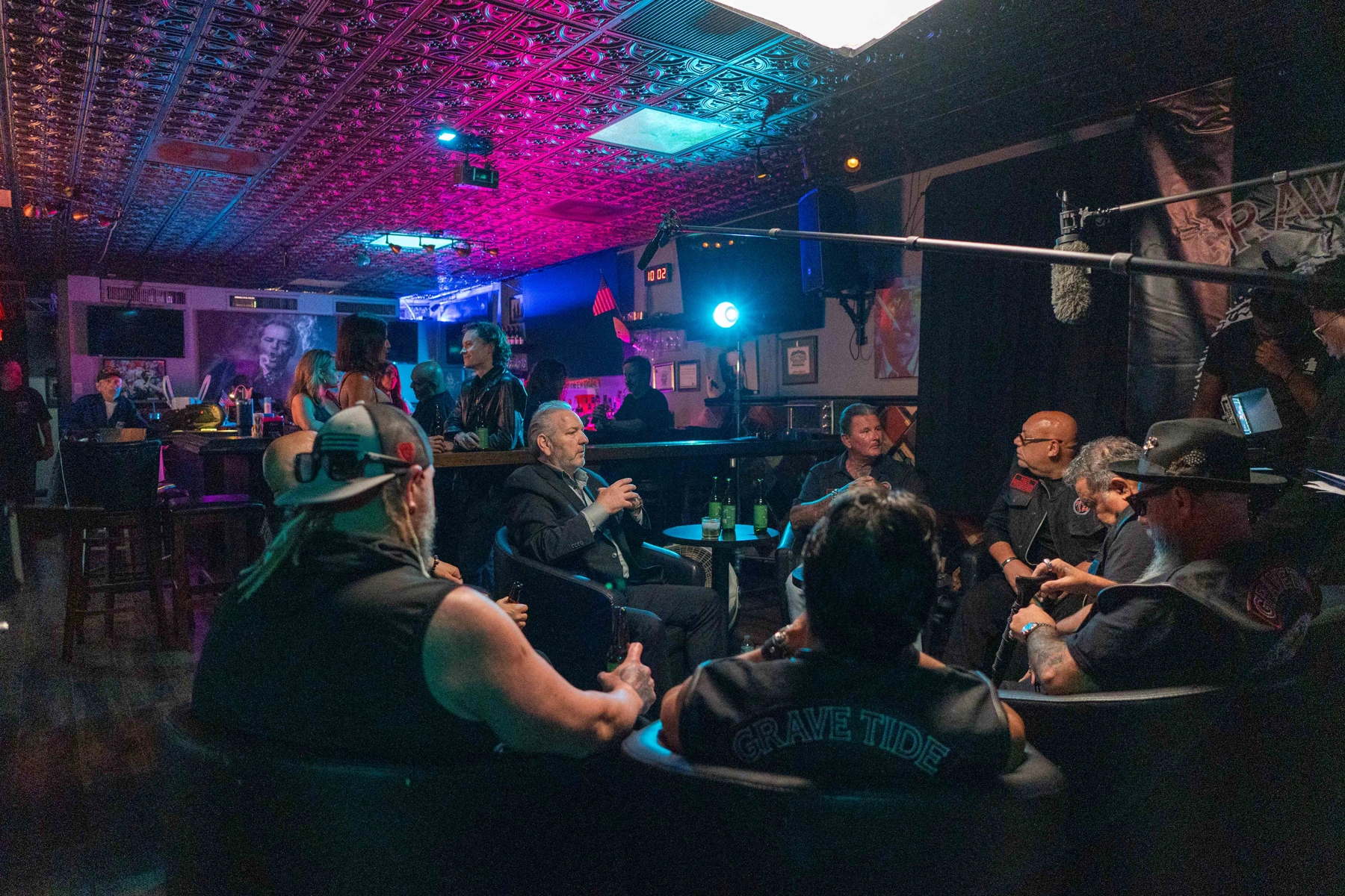 The MobKing cast and crew in the lounge